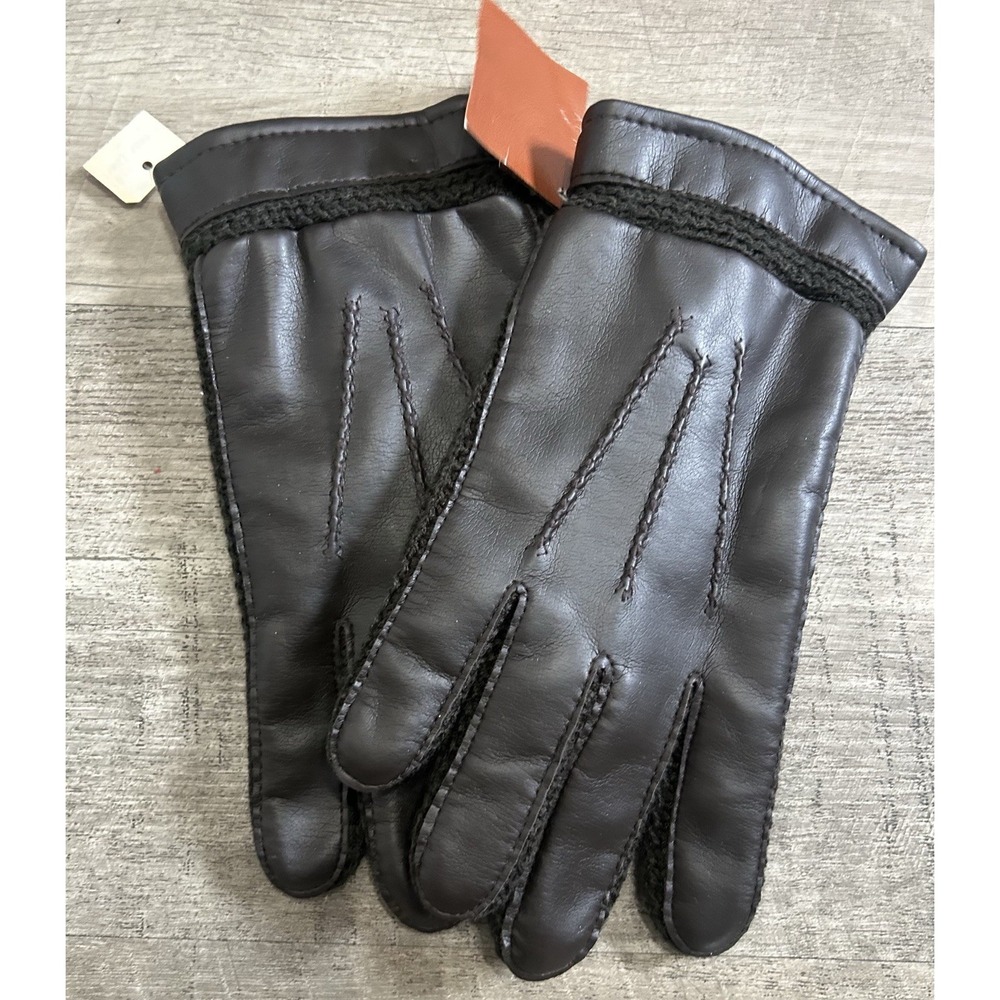 Vtg Cabrella Luxura Lined Brown Winter Gloves Large L‎ Faux Leather New NWT
